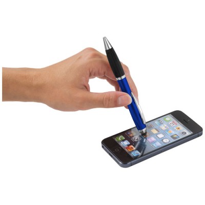 Penna a sfera colorata con stylus e impugnatura nera Nash (inchiostro blu) Penna a sfera colorata con stylus e impugnatura nera Nash (inchiostro blu)