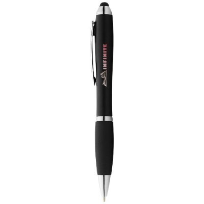 Penna a sfera colorata con stylus e impugnatura nera Nash (inchiostro blu) Penna a sfera colorata con stylus e impugnatura nera Nash (inchiostro blu)