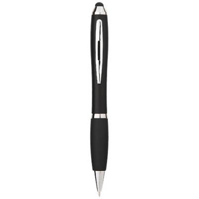Penna a sfera colorata con stylus e impugnatura nera Nash (inchiostro blu) Penna a sfera colorata con stylus e impugnatura nera Nash (inchiostro blu)
