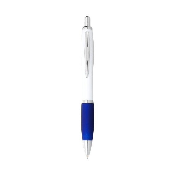 Penna a sfera con fusto bianco e impugnatura colorata Nash (inchiostro blu) - cod. P106900
