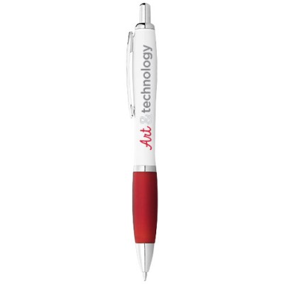 Penna a sfera con fusto bianco e impugnatura colorata Nash (inchiostro blu) Penna a sfera con fusto bianco e impugnatura colorata Nash (inchiostro blu)