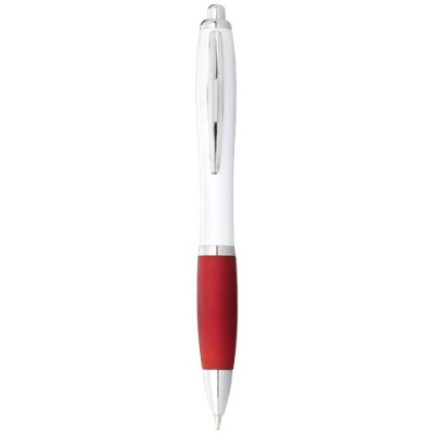 Penna a sfera con fusto bianco e impugnatura colorata Nash (inchiostro blu) Penna a sfera con fusto bianco e impugnatura colorata Nash (inchiostro blu)