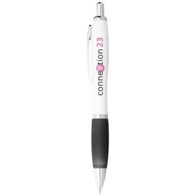 Penna a sfera con fusto bianco e impugnatura colorata Nash (inchiostro blu) Penna a sfera con fusto bianco e impugnatura colorata Nash (inchiostro blu)