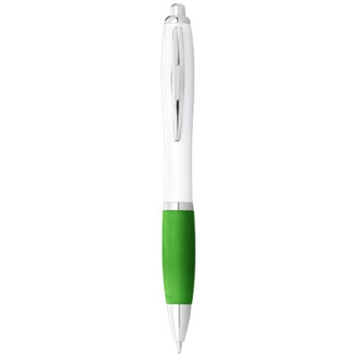 Penna a sfera con fusto bianco e impugnatura colorata Nash (inchiostro blu) Penna a sfera con fusto bianco e impugnatura colorata Nash (inchiostro blu)
