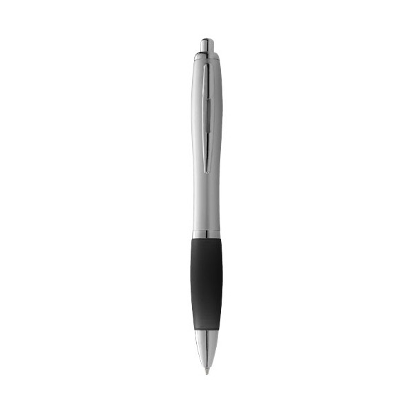 Penna a sfera con fusto argento e impugnatura colorata Nash (inchiostro blu) - cod. P107077